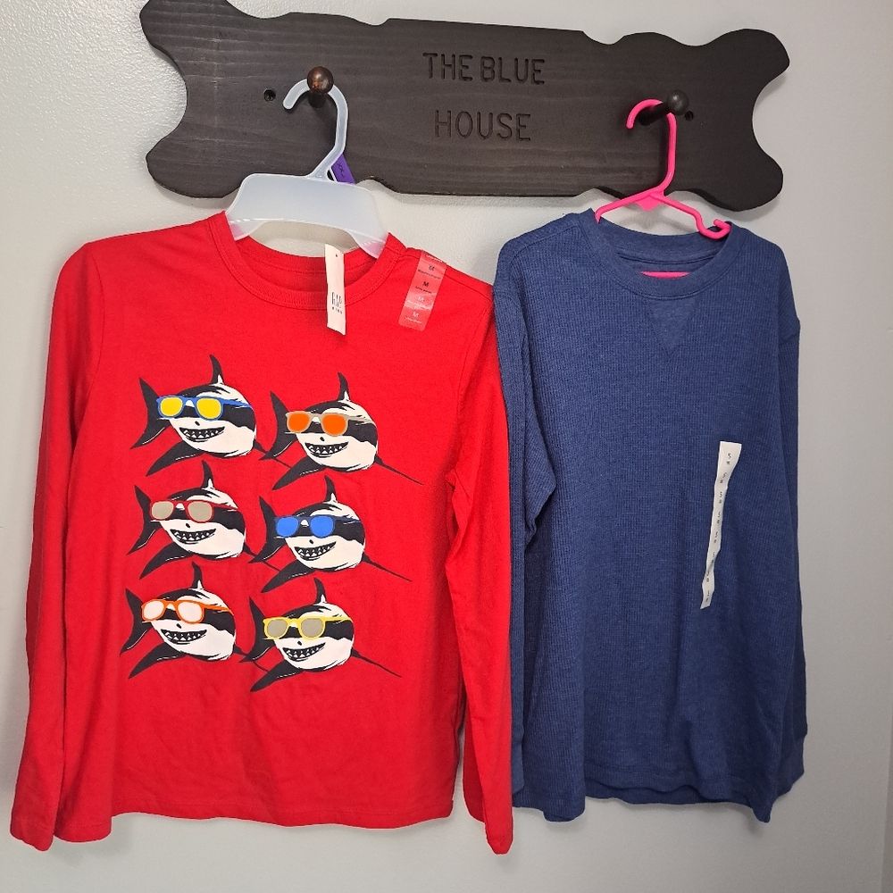 Boys Top Bundle Red Shark Graphic Kids Shirt NWT Size 8